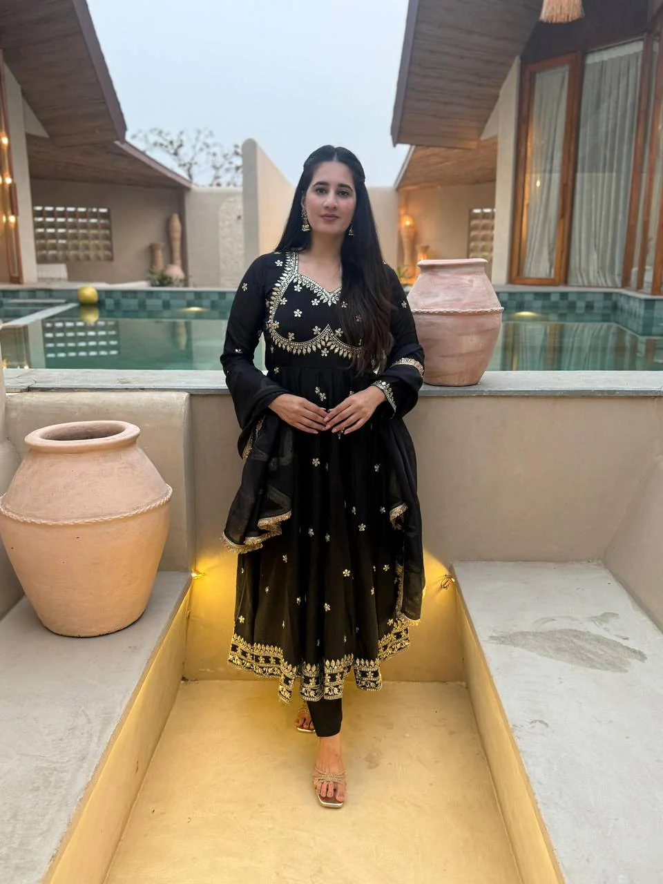 Chic Black Anarkali for Festive Occasions - Image 3