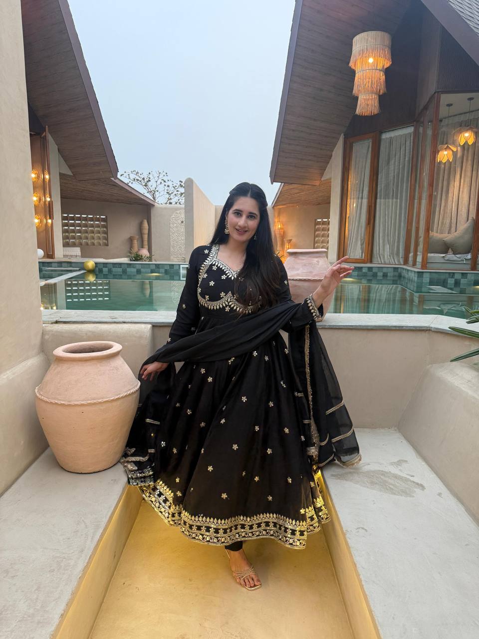 Chic Black Anarkali for Festive Occasions - Image 4